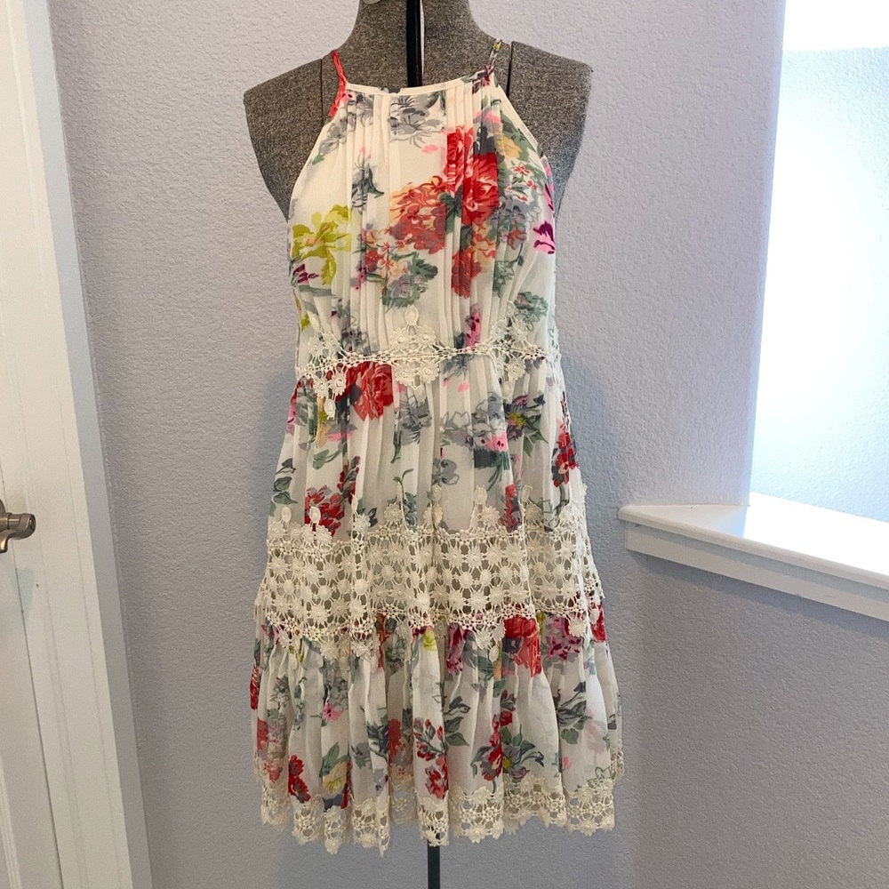 Anthropologie Floral Dress - like New, except hook clip fell off.